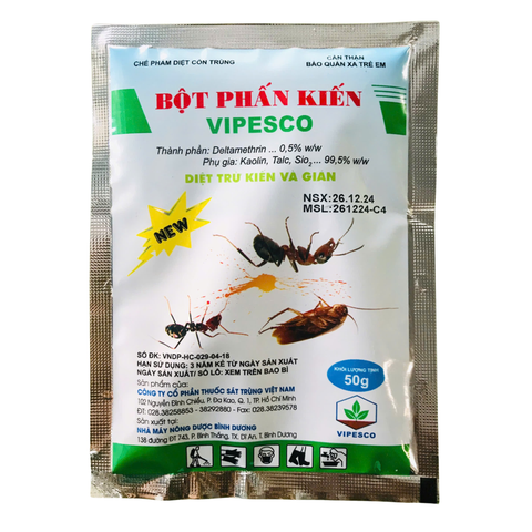 Bột Phấn Kiến VIPESCO - Diệt Trừ Kiến và Gián - 50gram