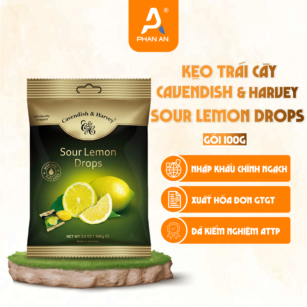 Kẹo Trái Cây Vị Chanh Cavendish & Harvey Gói 100g