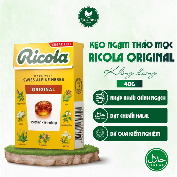 Kẹo Ngậm Thảo Mộc Ricola Original Không Đường 40g - Halal Food Việt Nam