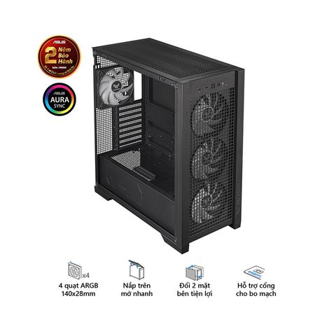  Vỏ Case Asus TUF Gaming GT302 ARGB Black (eATX/Full Tower/ Màu Đen) 