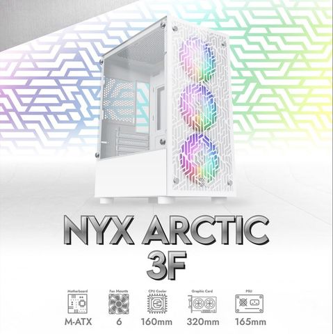  Vỏ Case Xigmatek NYX ARTIC 3F EN40337 ( MATX, 3 Fan RGB) 