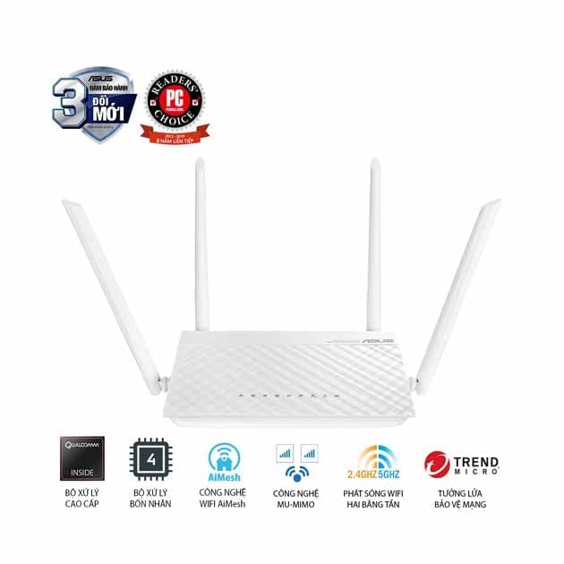 ASUS RT-AC59U V2 White (Mobile Gaming) Chuẩn AC1500