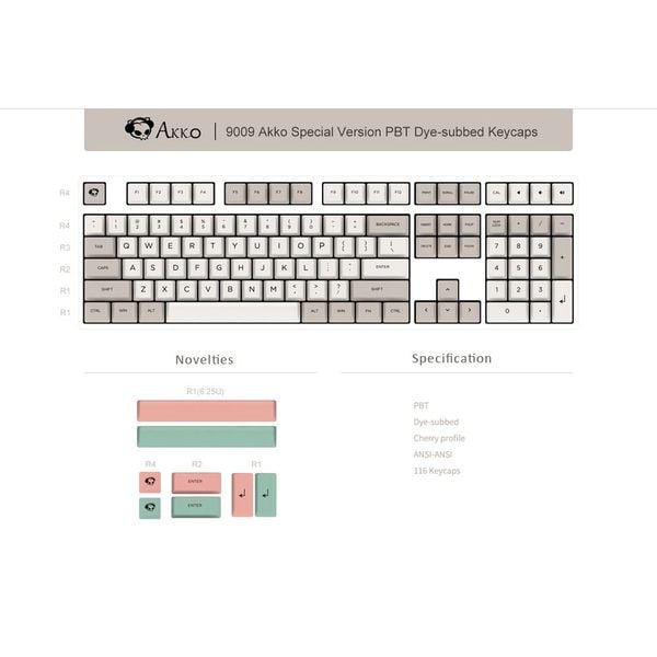  Phụ kiện Keycaps Set Akko 9009 Dye-sub PBT 