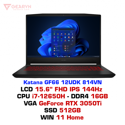  Laptop gaming MSI Katana GF66 12UDK 814VN 