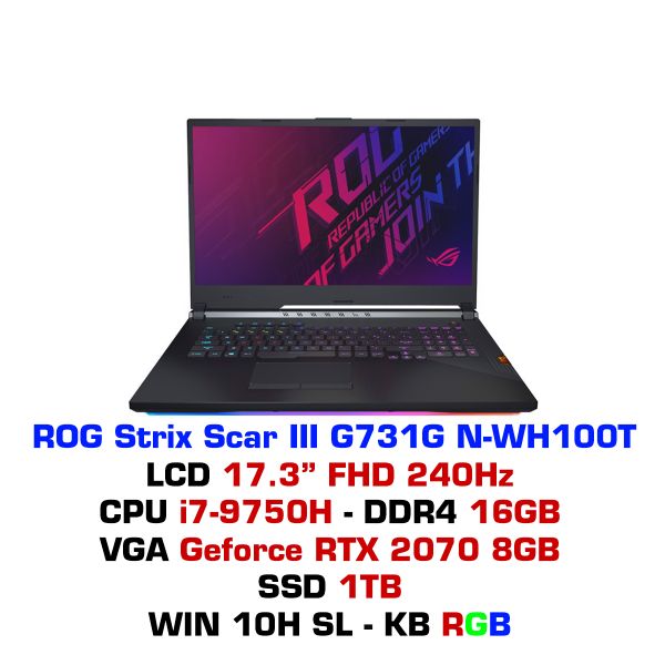  Laptop Gaming Asus ROG Strix Scar 3 G731G N WH100T 