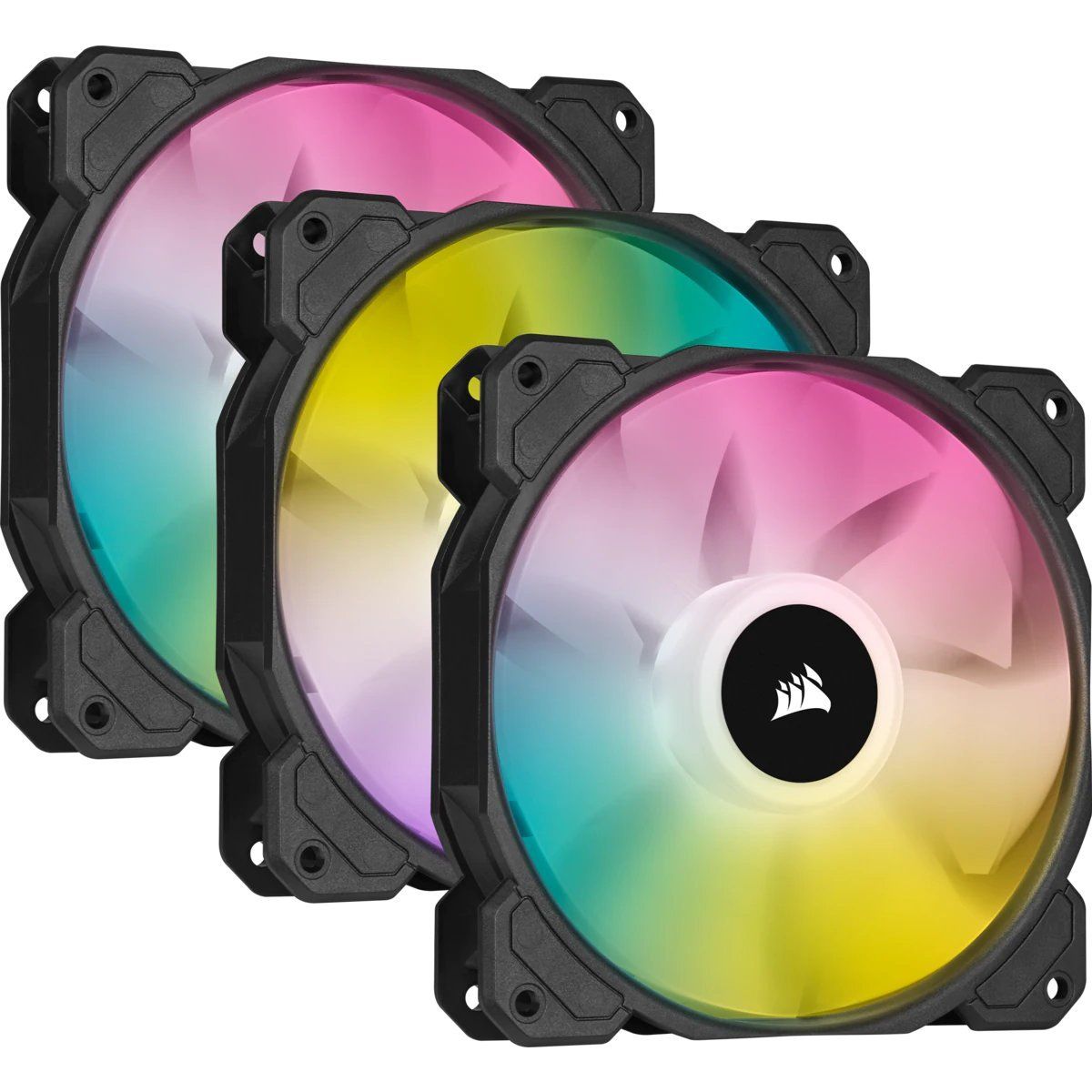 Bộ 3 Quạt Corsair Icue Sp120 Rgb Elite Kèm Lighting Node Core