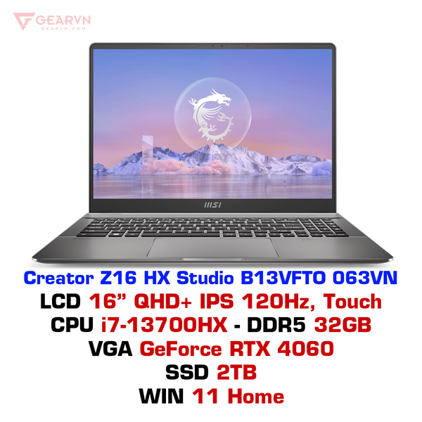  Laptop MSI Creator Z16 HX Studio B13VFTO 063VN 