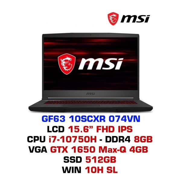  Laptop Gaming MSI GF63 Thin 10SCXR 074VN 