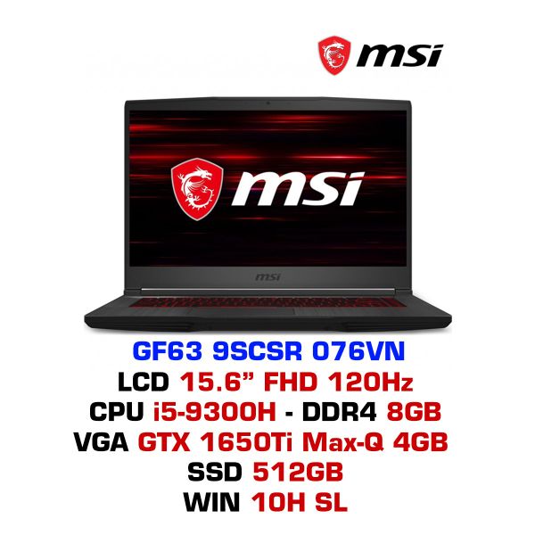  Laptop Gaming MSI GF63 Thin 9SCSR 076VN 