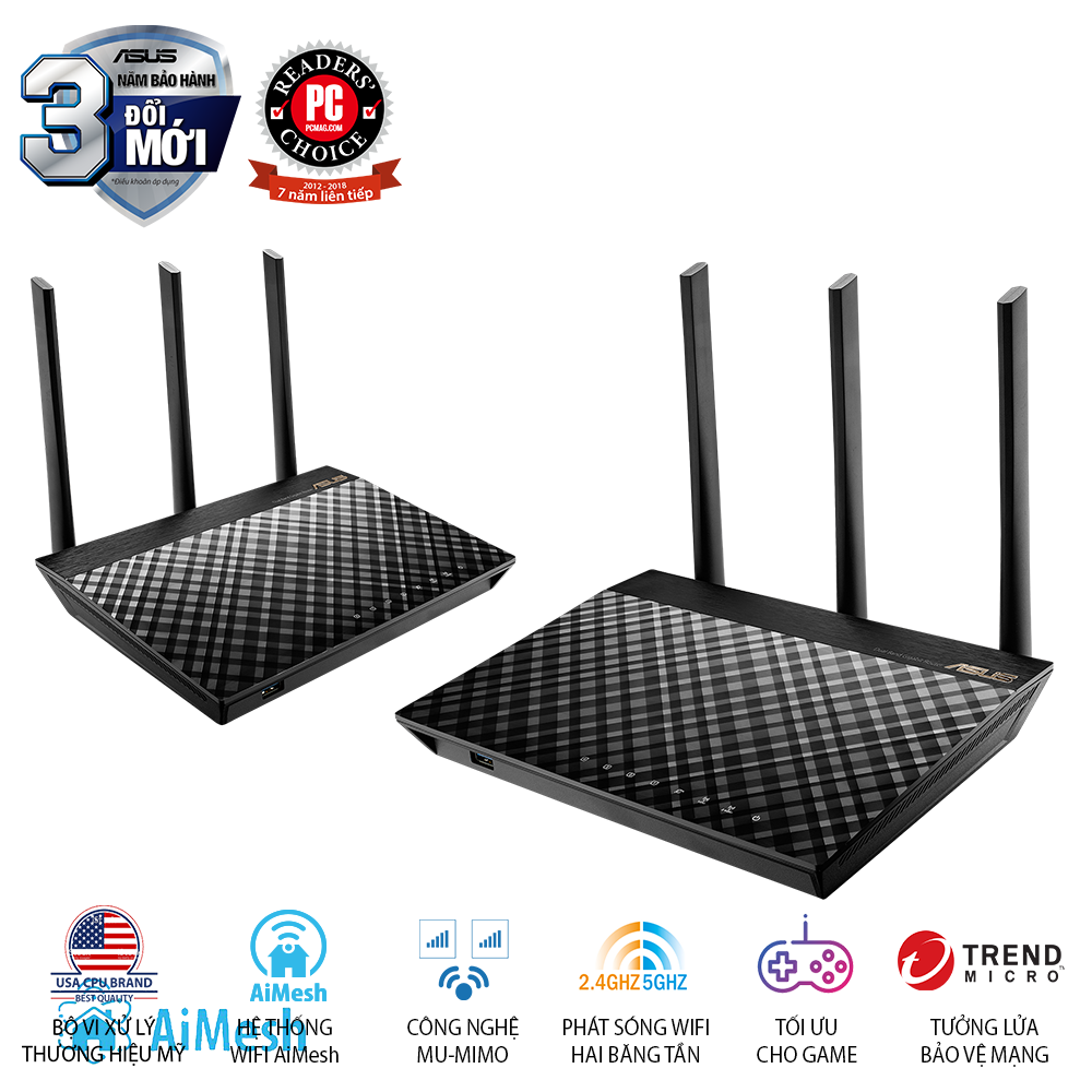 ASUS RT-AC67U - 2PK Chuẩn AC1900 Dual Band – GEARVN.COM