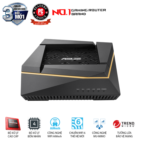  Bộ định tuyến WiFi 6 ASUS RT-AX92U Chuẩn AX6100 - Router WiFi có thể mở rộng 