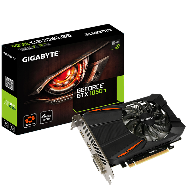  Card màn hình GIGABYTE GeForce GTX 1050 Ti D5 4GB 1 Fan (GV-N105TD5-4GD) 