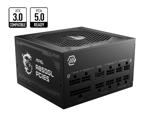  Nguồn máy tính MSI MAG A850GL PCIE5 - 80 Plus Gold - Full Modular (850W) 