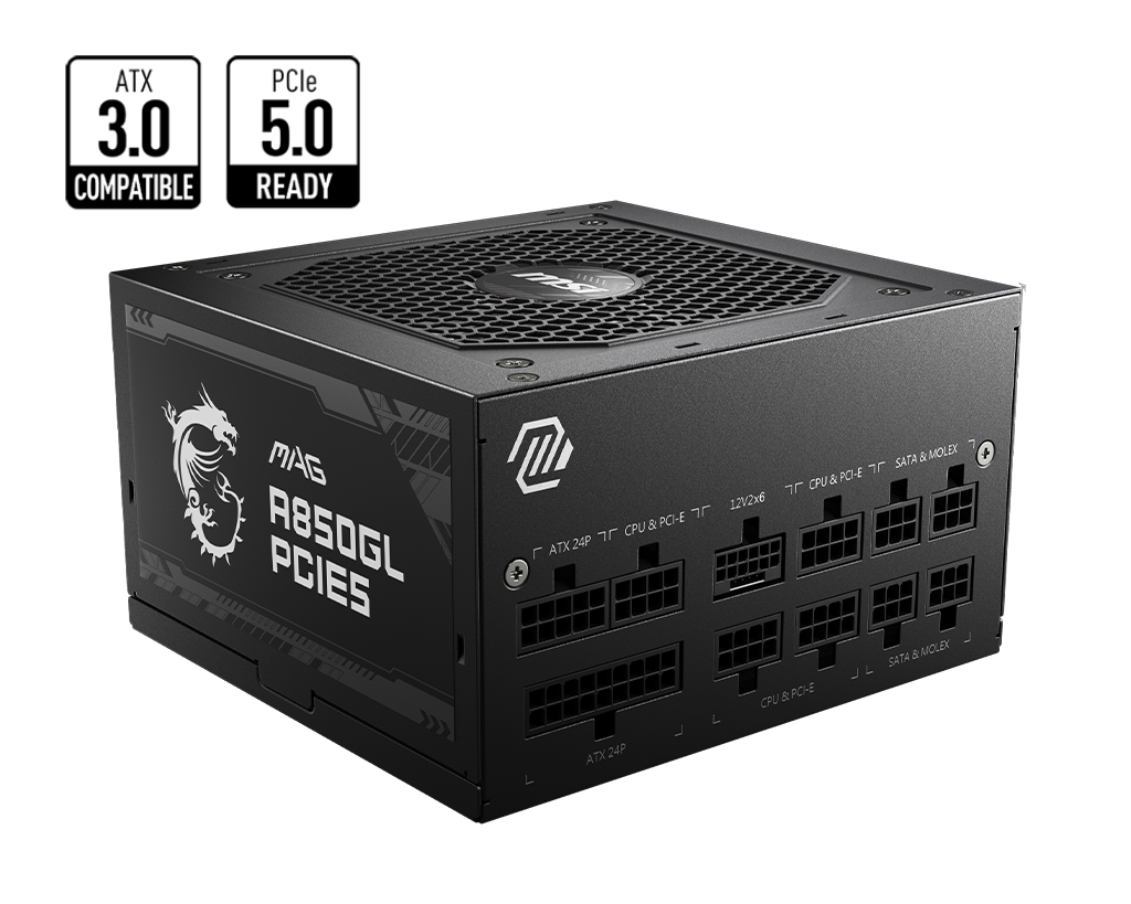 Nguồn Máy Tính Msi Mag A850Gl Pcie5 - 80 Plus Gold - Full Modular (850W)