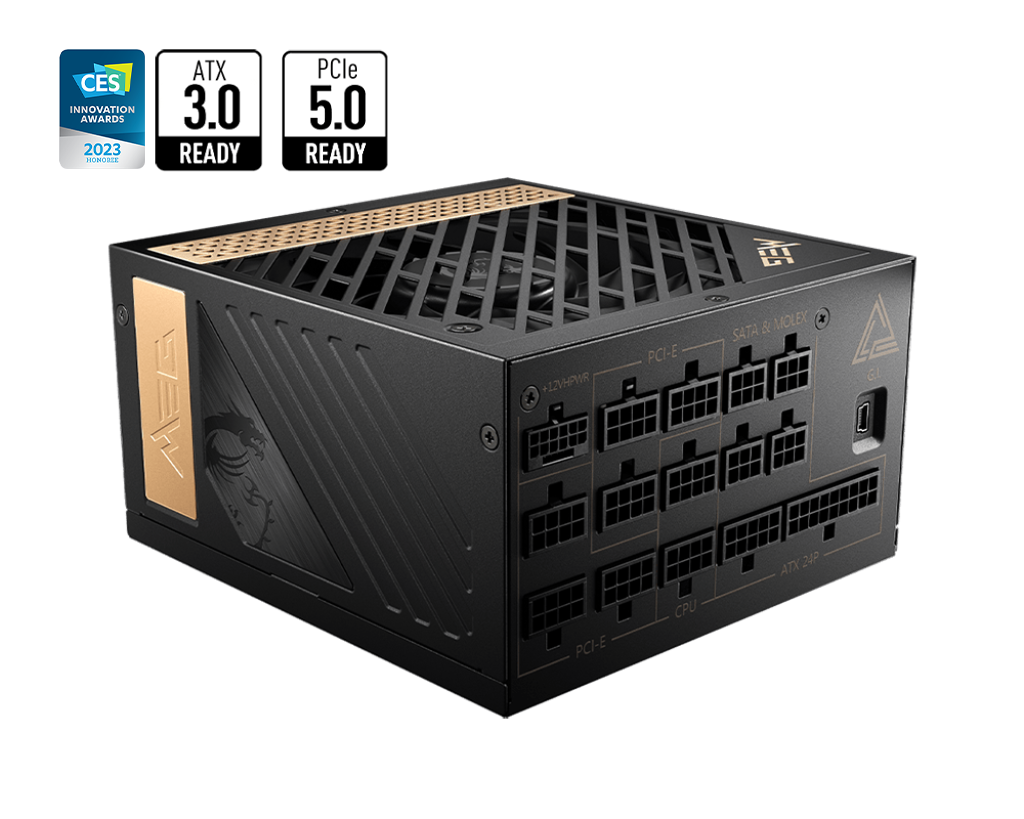 Nguồn máy tính MSI MEG Ai1300P PCIE5 - 80 Plus Platinum - Full Modular (1300W)
