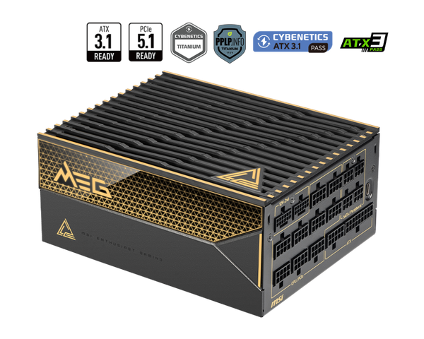  Nguồn máy tính MSI MEG AI1600T PCIE5 - 80 Plus Titanium (1600W) 