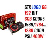  MSI GTX 1060 GAMING X 6G GDDR5 