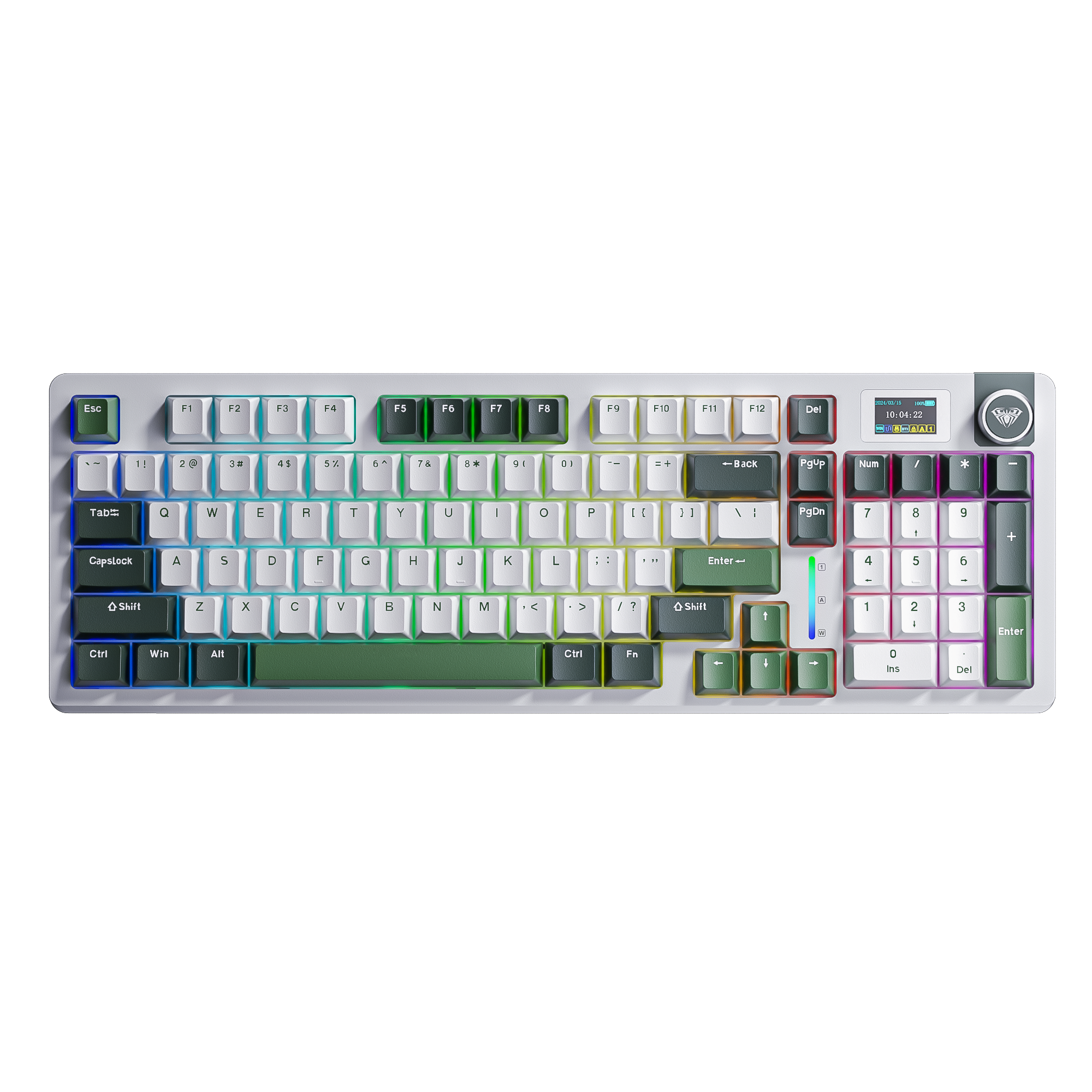 Bàn phím AULA S98 PRO TM (Xanh lá + Trắng/ Grey Wood V4 switch) S9802