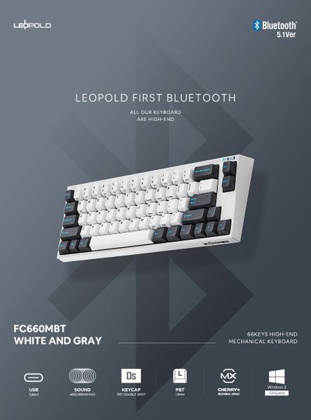  Bàn phím Leopold FC660MPD Bluetooth White Dark Grey 