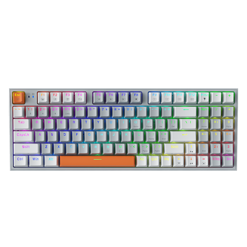 GEARVN - Bàn phím Machenike K500-B94 White Grey Wired Brown switch