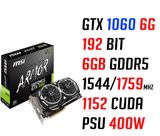  MSI GTX 1060 ARMOR 6G GDDR5 OC 