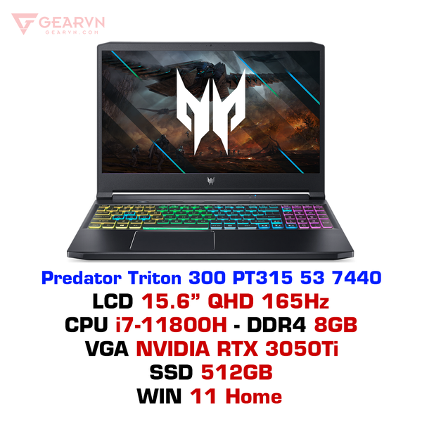  Máy tính xách tay Acer Predator Triton 300 PT315 53 7440 