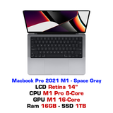  MacBook Pro 14“ 2021 M1 Pro 10CPU 16 GPU 16GB 1TB Space Gray 
