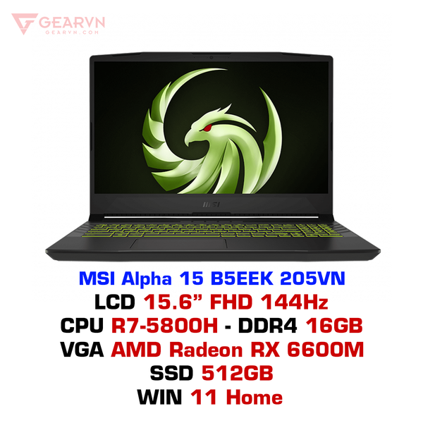  Laptop MSI Alpha 15 B5EEK 205VN 