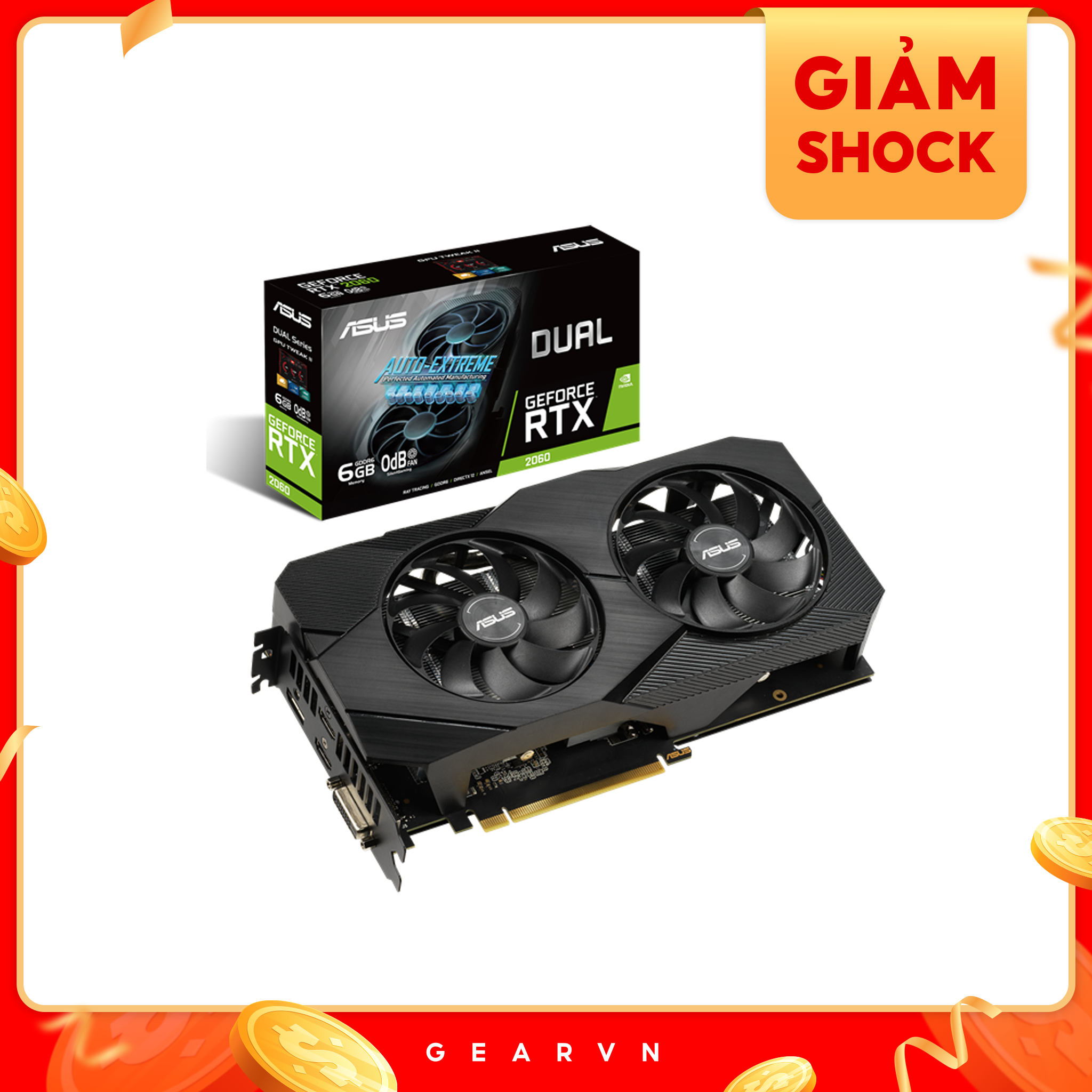 Card màn hình ASUS Dual GeForce RTX 2060 EVO 6GB GDDR6 (DUAL-RTX2060-6G-EVO)