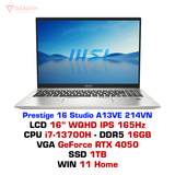  Laptop MSI Prestige 16 Studio A13VE 214VN 