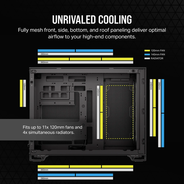  Vỏ máy tính Corsair 2500D Airflow TG Mid-Tower Black (CC-9011263-WW) 