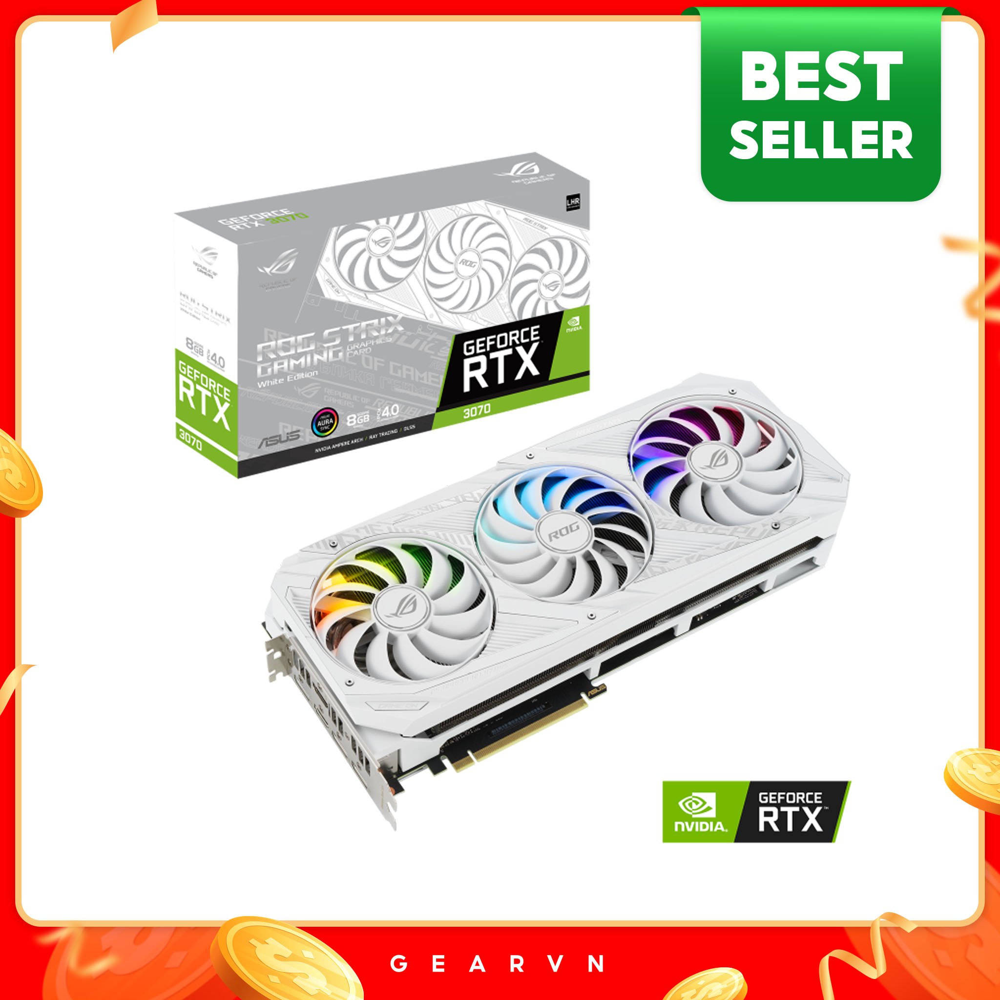 ASUS ROG Strix GeForce RTX 3070 White V2 8GB GDDR6 – GEARVN.COM