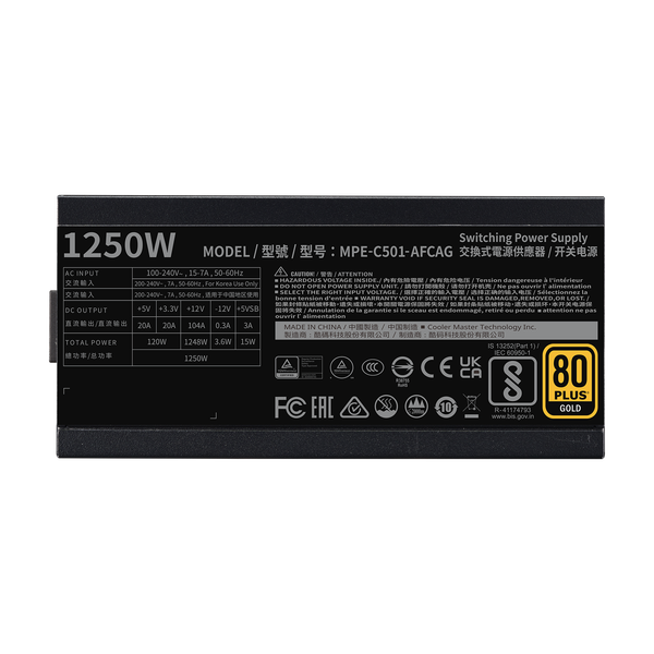  Nguồn máy tính Cooler Master MWE GOLD 1250W V2 ATX3.1 - 80 Plus Gold - Full Modular 