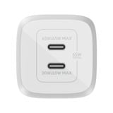  Bộ sạc nhanh Belkin 65W, 2 cổng USB-C, PD 3.0 PPS GaN, màu trắng Belkin 