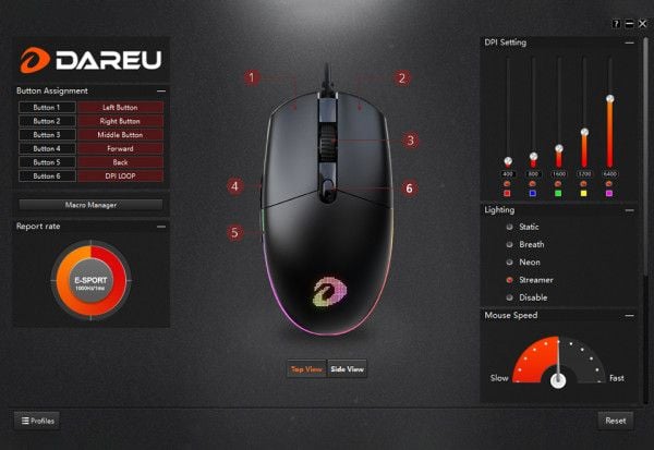  Chuột Gaming DareU EM911 Black 