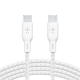  Cáp USB Type C - C, 2 mét, vỏ dù, công suất 100w, màu trắng Belkin 