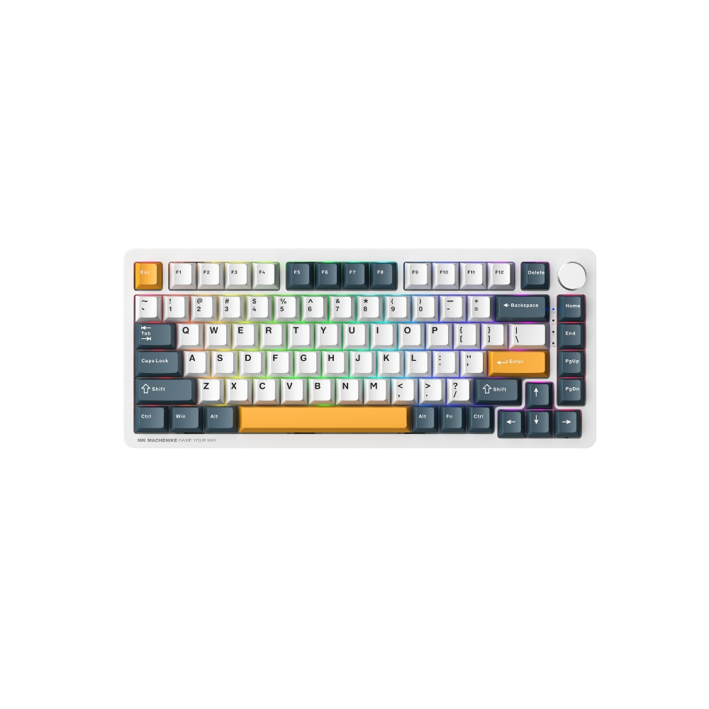 GEARVN - Bàn phím Machenike K600-B82W White Tri-Mode GR Silver switch