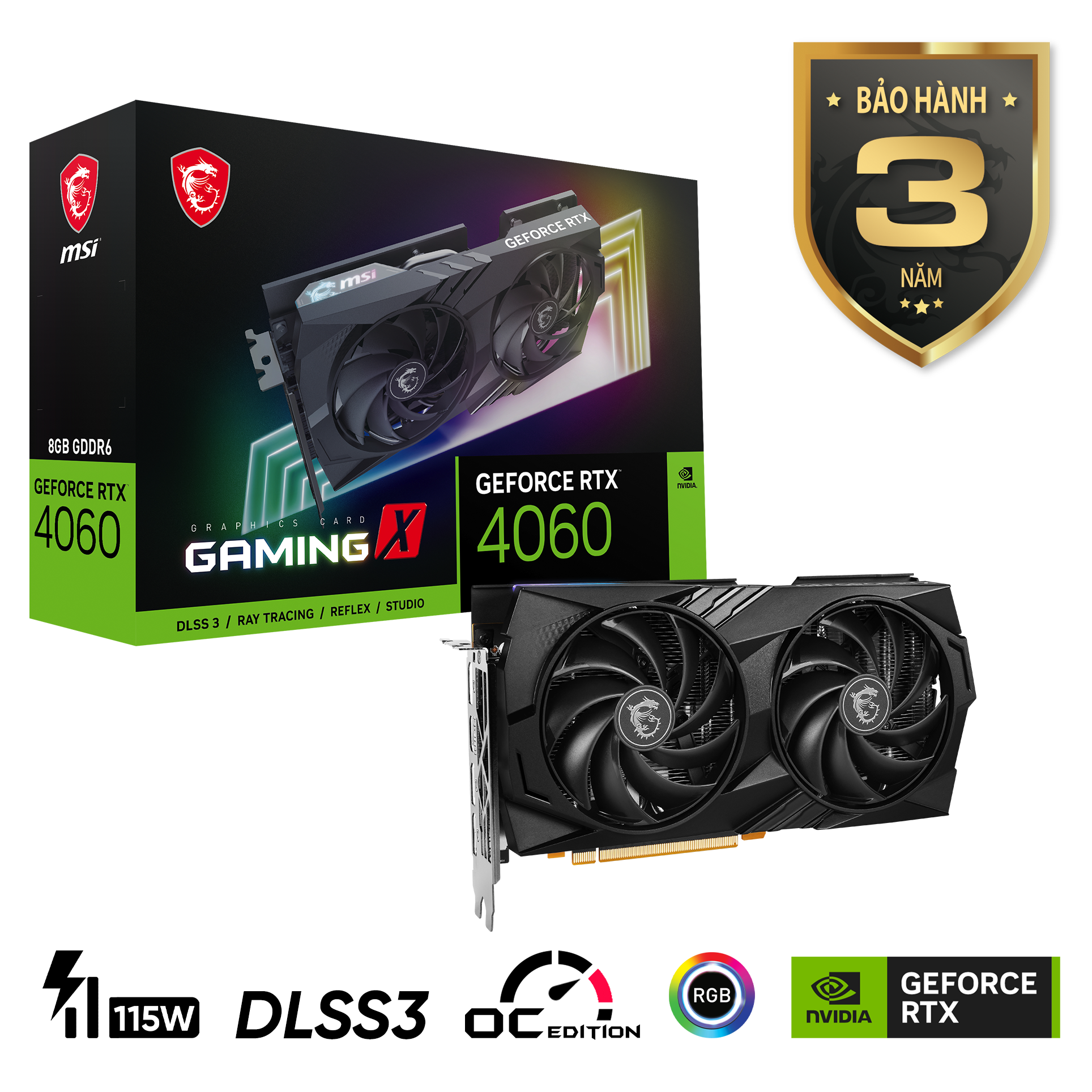Card Màn Hình Msi Geforce Rtx 4060 Gaming X 8G
