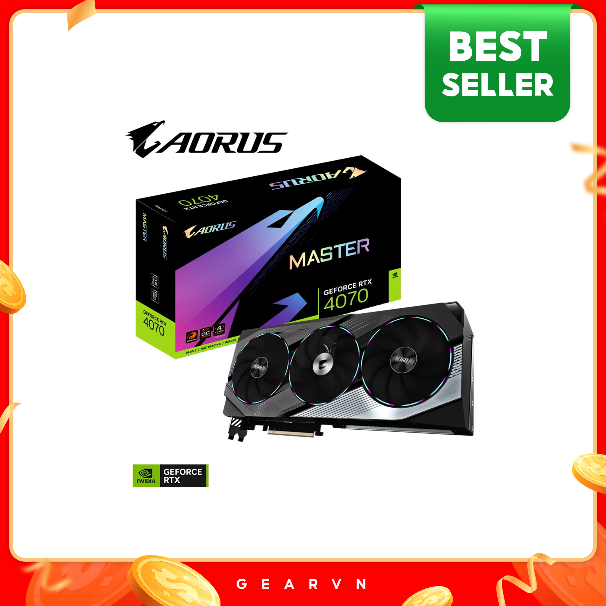 VGA GIGABYTE AORUS RTX 4070 MASTER 12G chính hãng – GEARVN.COM