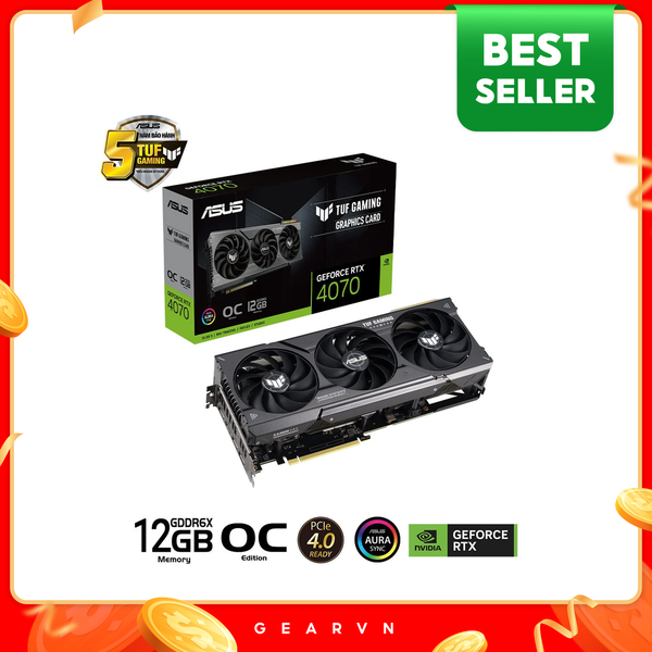 Card màn hình ASUS TUF Gaming GeForce RTX 4070 OC Edition 12GB (TUF-RTX4070-O12G-GAMING)