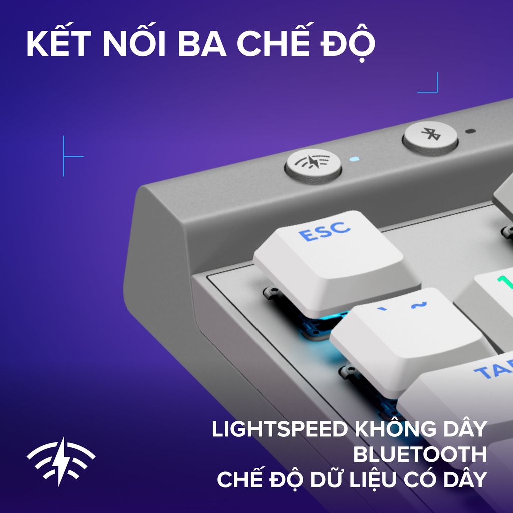 GEARCN - Bàn phím Logitech G515 TKL Lightspeed Wireless RGB Trắng
