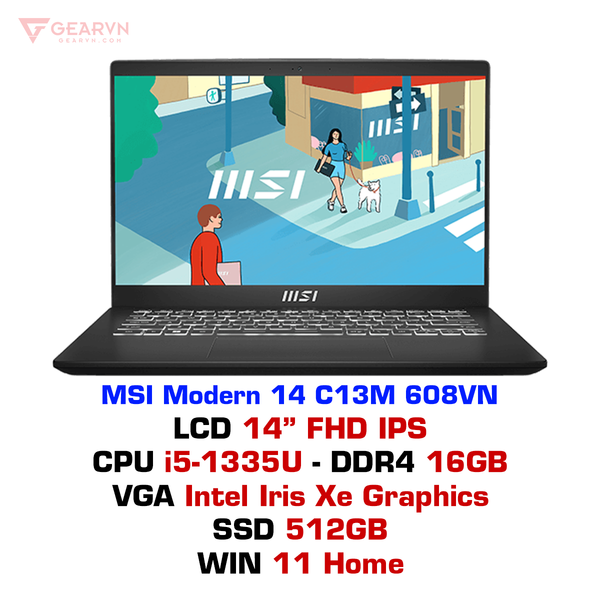 Laptop MSI Modern 14 C13M 608VN