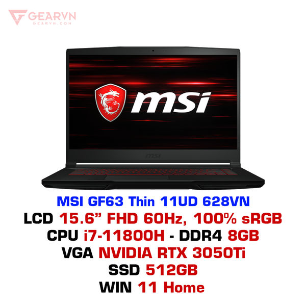  Laptop gaming MSI GF63 Thin 11UD 628VN 