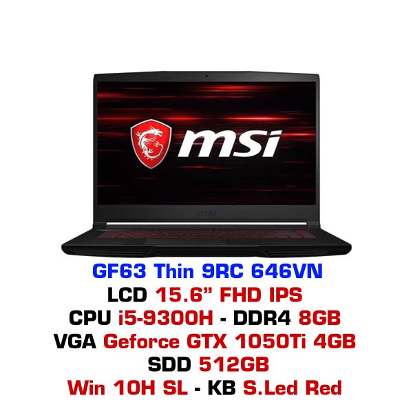  Laptop Gaming MSI GF63 9RCX-646VN 