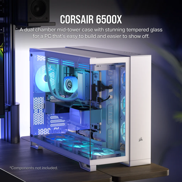  Vỏ máy tính Corsair 6500X TG Mid-Tower White (CC-9011258-WW) 