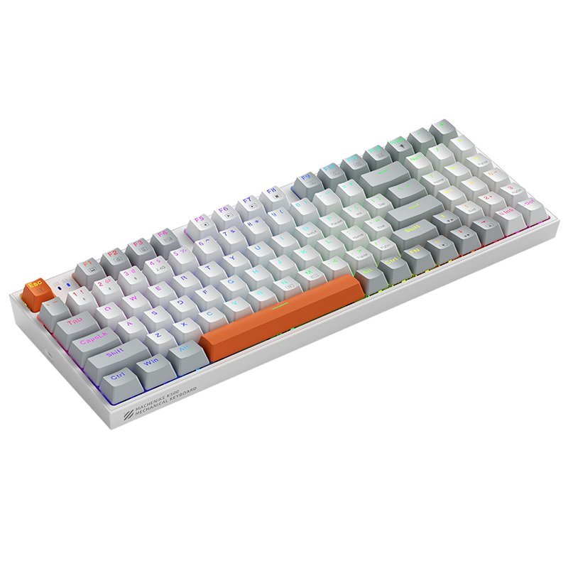GEARVN - Bàn phím Machenike K500-B94 White Grey Wired Brown switch
