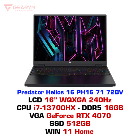 Laptop Gaming Acer Predator Helios 16 Ph16 71 72Bv