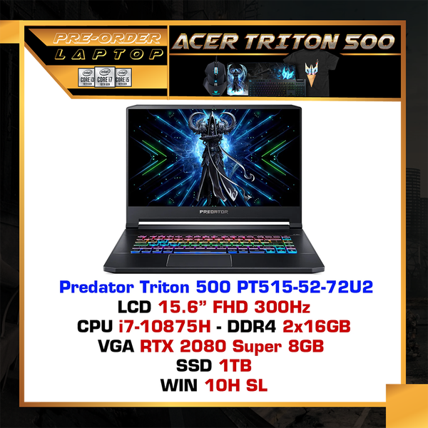  Laptop Gaming Acer Predator Triton 500 PT515-52 72U2 