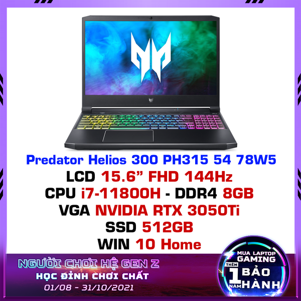  Laptop Gaming Acer Predator Helios 300 PH315 54 78W5 