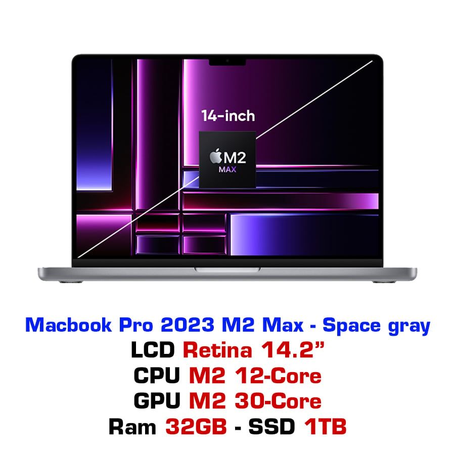 Macbook Pro 14 M2 Max 12Cpu 30Gpu 32Gb 1Tb Space Gray - Mphg3Sa/A
